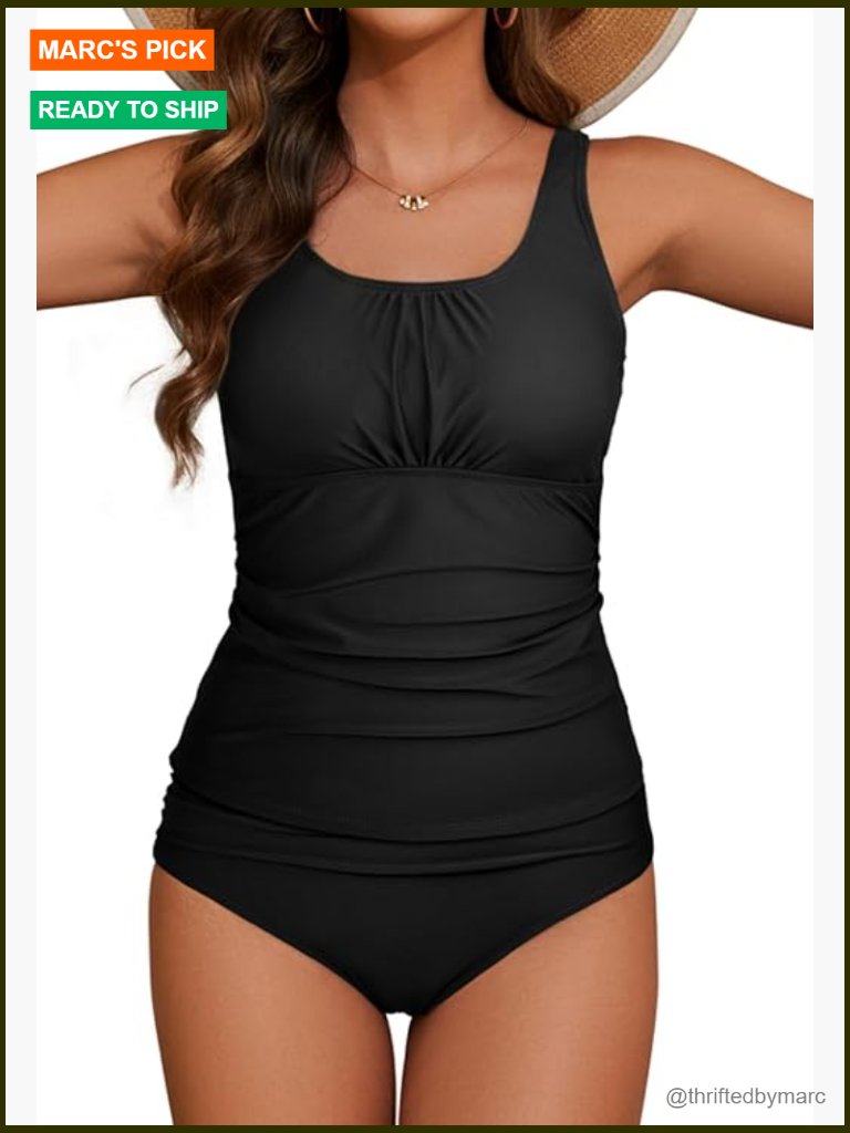 Women's Tankini Swimsuit Two Piece Tummy Control Full Coverage Swimwear Modest